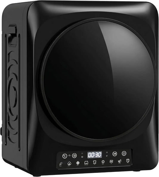 HOMCOM, Suszarka, 1000 W, 9 programów, 5 kg, dotyk, zegar, czarny, do 60°C, antyzmarszczki, podwójny filtr, suszenie, zamek dla dzieci, karawana