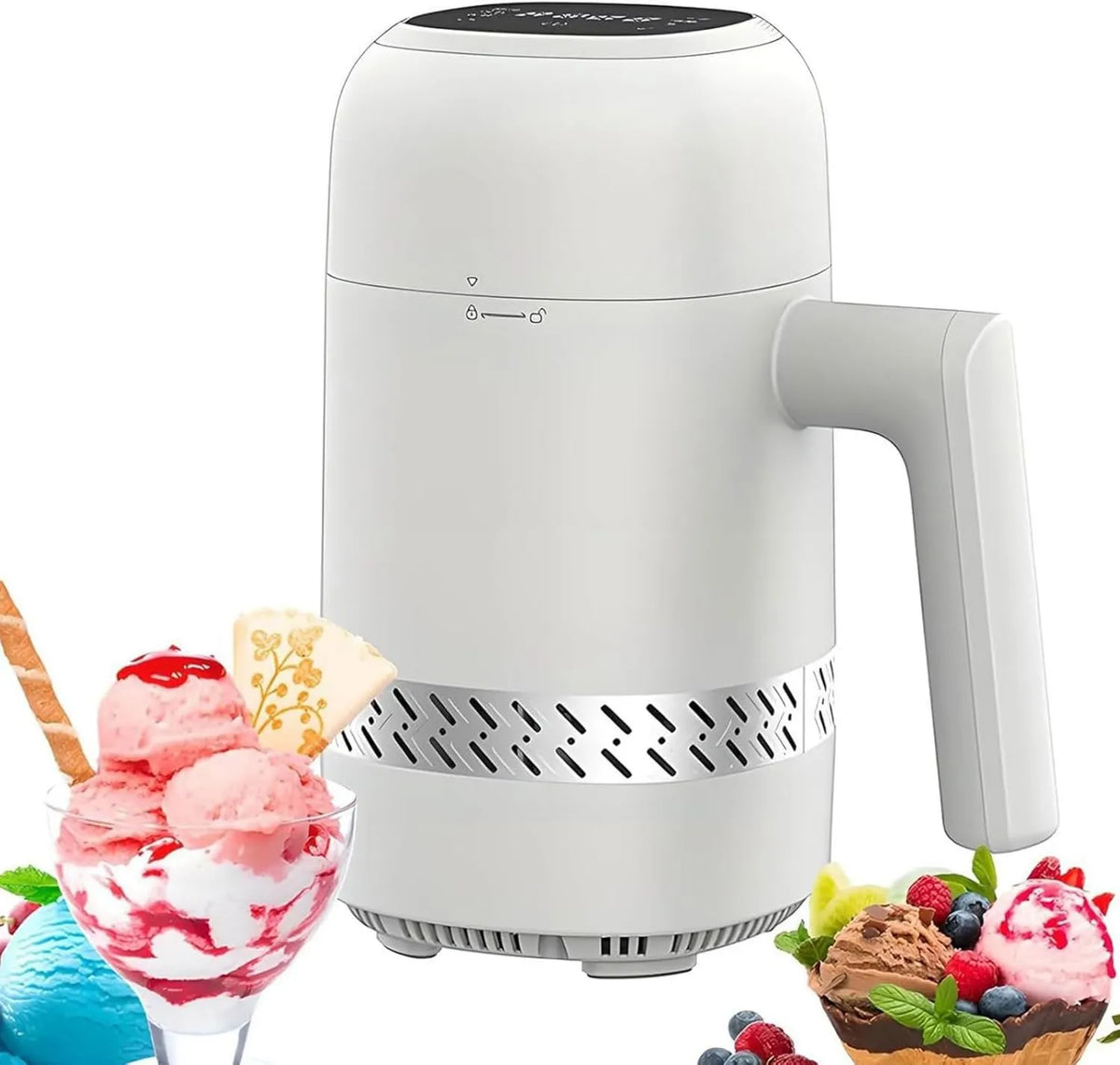 Generic, 6- in-1 Maszyna do deseru, kostkarka do lodu i sorbetu, 300 ml, dotyk, do włoskich lodów i Yaourt w domu, Sorbetière 6-en-1