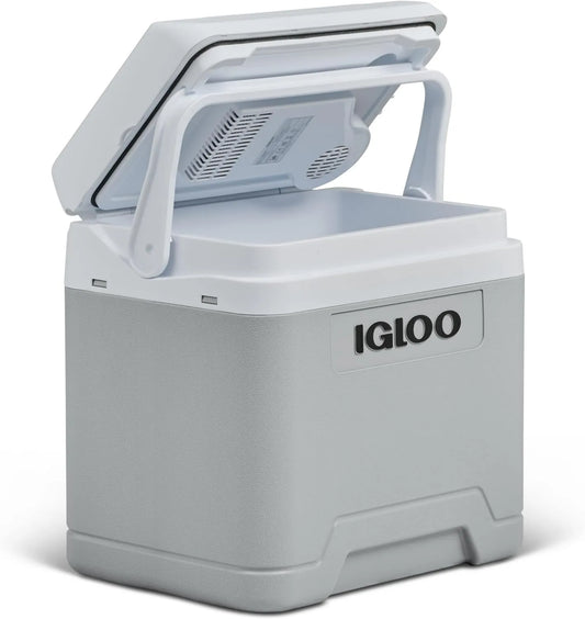 IE24 lodówka, IGLOO AC/DC elektryczna lodówka 24L, Kompaktowa lodówka samochodowa do auta, ciężarówki i łodzi, przenośna i ze schowkiem na kabel