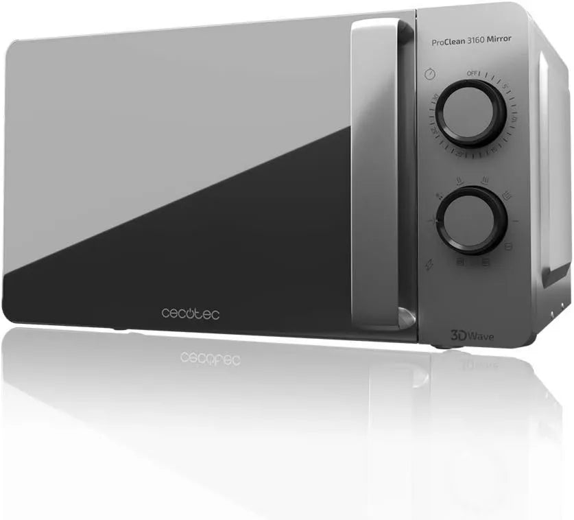 Cecotec, Ready2Clean Microfala, 20 l, 800 / 700 W, grill, efekt 3D, kuchenka mikrofalowa, srebro, 30 min Programmable, Technologia 3D WAVE, 6 poziomów