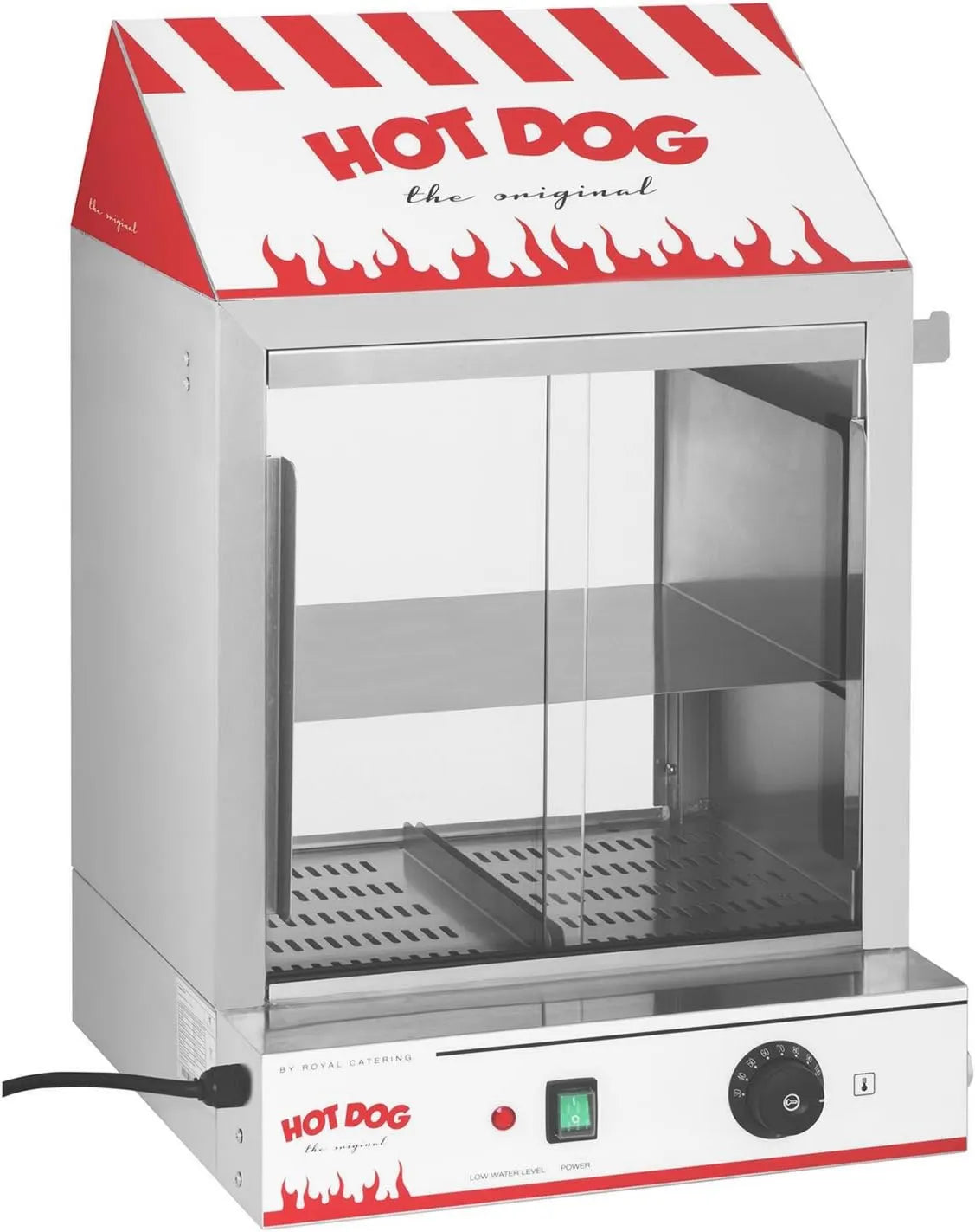 RCHW 2000 parowar do hot dogów, funkcja pary, Royal Catering hot dogów Steamer podgrzewacz do kiełbasek, urządzenie utrzymujące ciepło, zawór spustowy