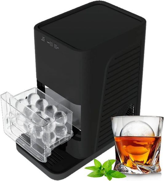 Kostkarka do lodu, 1,2 l, 180 W, praca automatyczna, Maszyna do lodu do domowego baru, 5-calowe duże kule do whisky, pojemność 52 kul dziennie