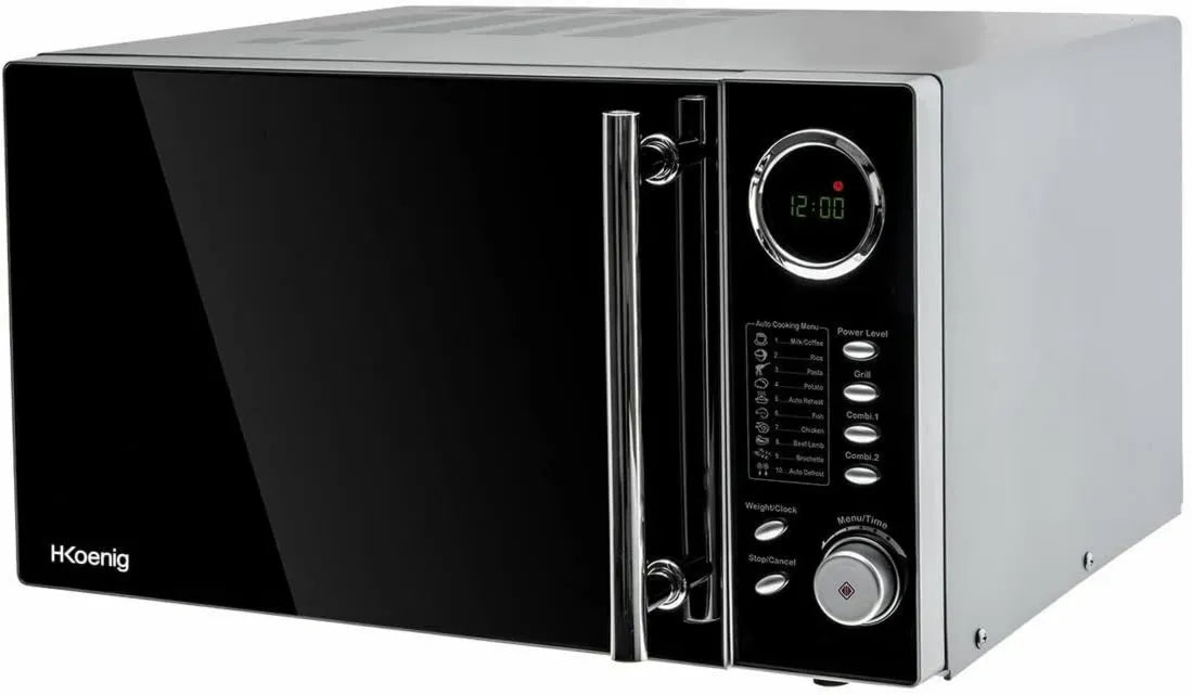 VIO9 kuchenka mikrofalowa, 1000W, funkcja grilla, H.Koenig Kuchenka mikrofalowa Grill 2 w 1, gramofon 27cm, 10 trybów gotowania do 1000W