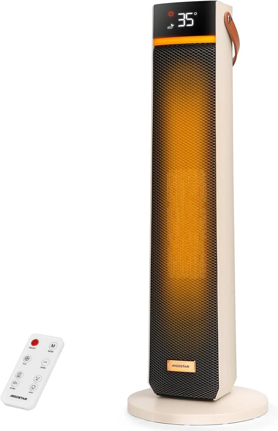 Aigostar, Elektryczny grzejnik PTC 2000 W 24H, 2000 W, 5 do 35°C, zegar, tłumik, 2 strefy temperatur, 4 tryby grzewcze, tłumik z pilotem zdalnym