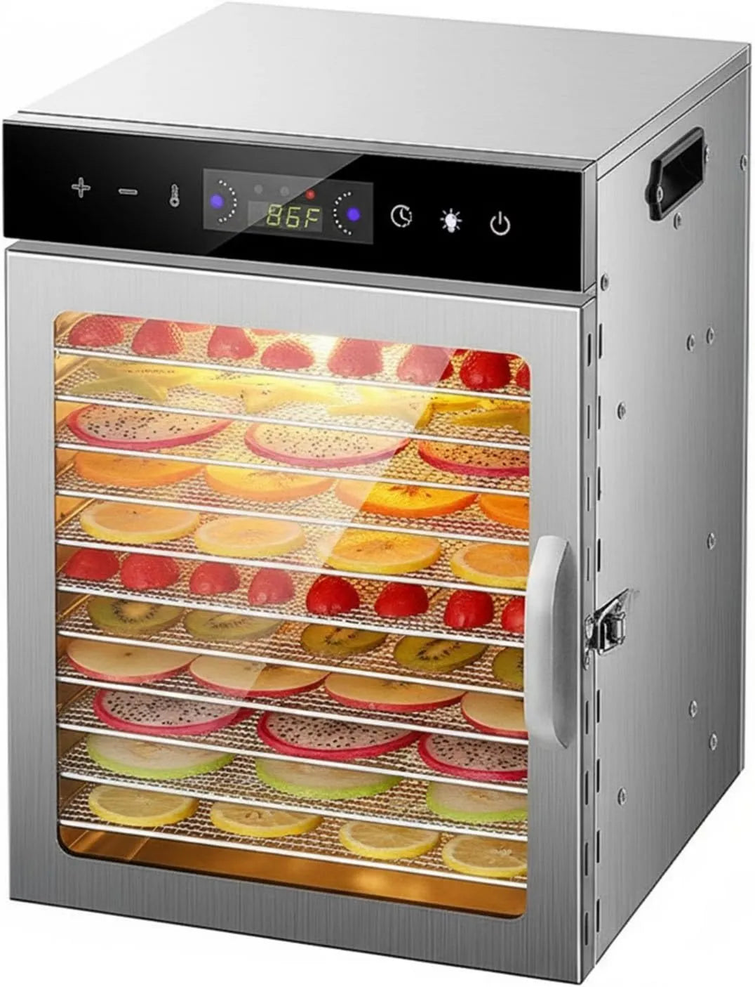 Efficieran suszarka do żywności, 400 / 800 w 24h Owoce i warzywa, Żywność 400 / 800 w, Szybkie suszenie na mięso, 6- 18 Płyty ze stali nierdzewnej, 24h Cyfrowy licznik, Temperatura 30- 90 ° c 400/800 w