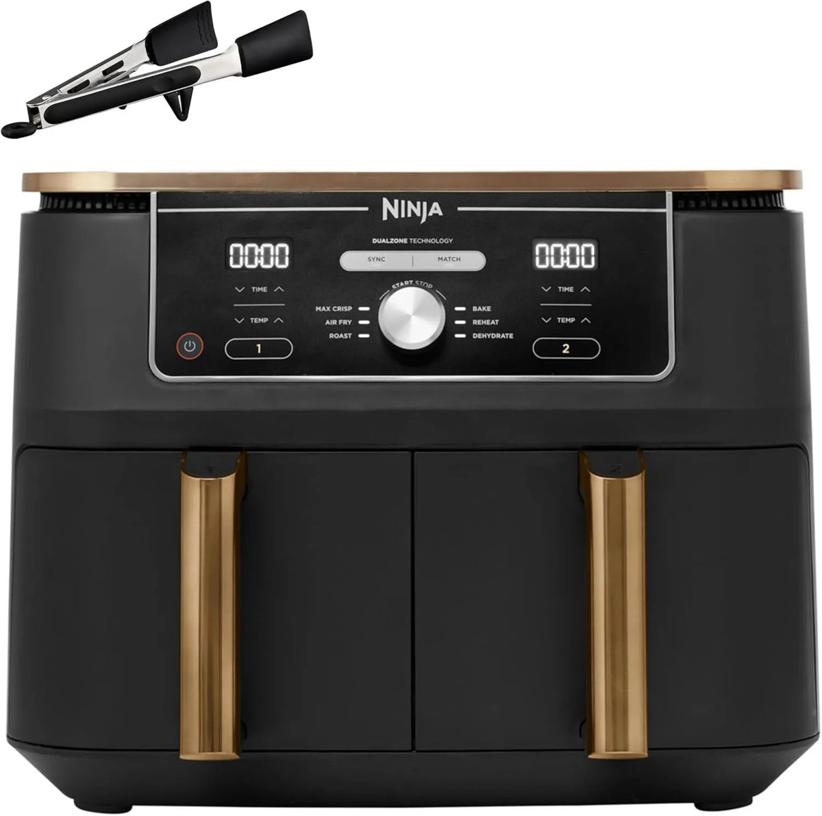 Ninja AF400EUCP zmywarka, 9,5 l, powłoka nieprzywierająca, Foodi MAX Dual Zone Frytkownica beztłuszczowa z 2 szufladami, miedziano/czarna