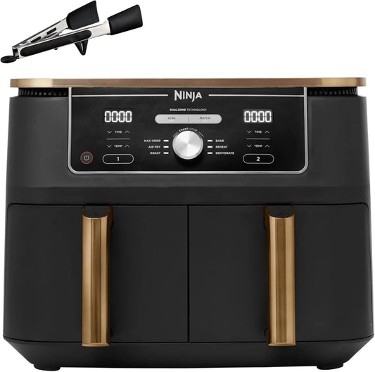 Ninja AF400EUCP zmywarka, 9,5 l, powłoka nieprzywierająca, Foodi MAX Dual Zone Frytkownica beztłuszczowa z 2 szufladami, miedziano/czarna