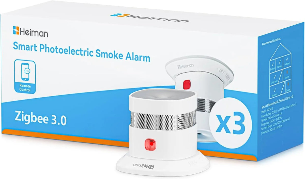 HEIMAN, HS1SA- E- PLUS Detektor Z2M, Czujnik, Wsparcie, Zigbee Detektor dymu 3 HS1SA-E-PLUS